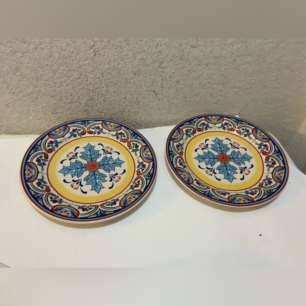 Euro Ceramica Zanzibar Ceramic 8.75” Salad Plate Set of 2 Multicolor G26